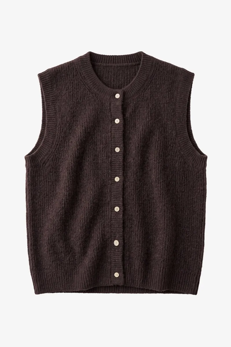 KnowledgeCotton Apparel KnowledgeCotton Apparel Damen vegan Weste Soufflé Garn Chocolate Torte, Braun, – Produktbild 1 von 2
