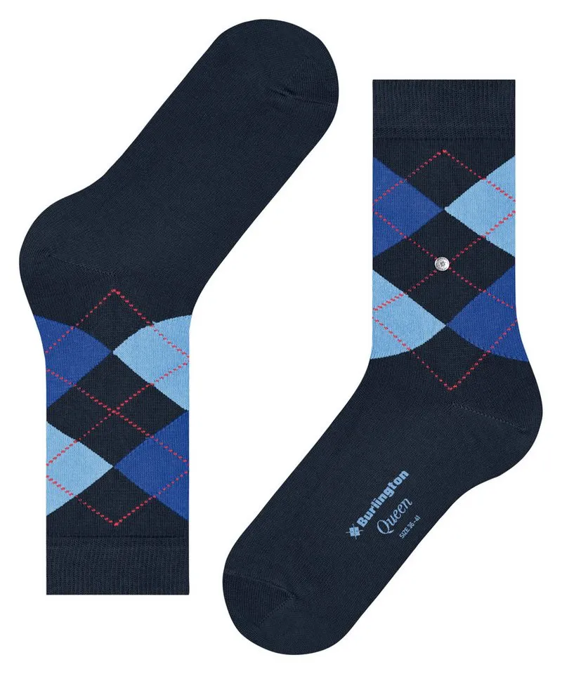 Burlington Burlington Socken Queen Einheitsgröße 36-41, Argyle-Muster, gekämmte Baumwolle, Blau, – Produktbild 5 von 5