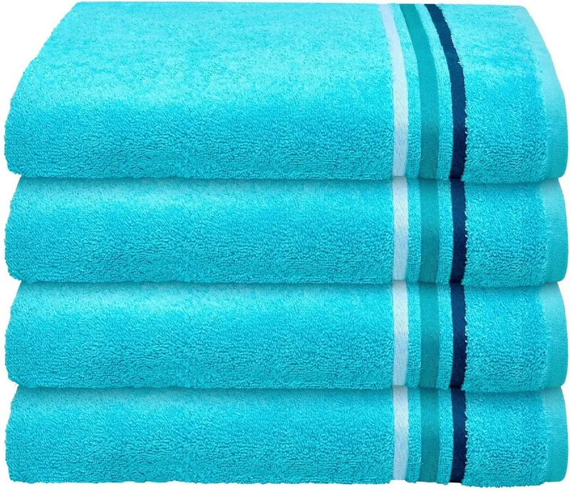 Schiesser Schiesser Handtücher Skyline Color aus 100 % Baumwolle mit eleganter Streifenbordüre, Frottier (Set, 4-St), OEKO-TEX® MADE IN GREEN, Grün, – Produktbild 2 von 6