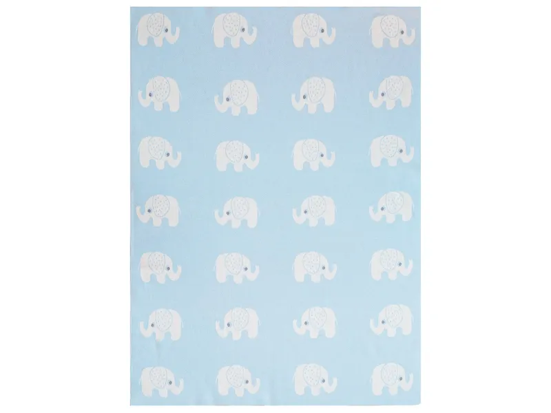 HANS NATUR HANS NATUR Babydecke Bio-Baumwolle, Elefanten 80 x 100cm, Blau, – Produktbild 2 von 2