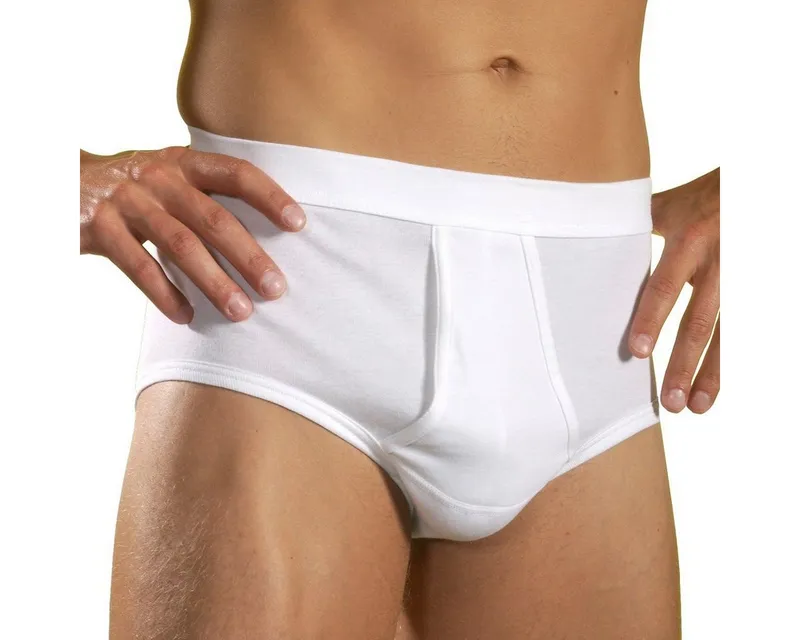 HERMKO Slip Briefs mit Eingriff,Bio-Baumwolle, breiter Weichbund, körpernah, große Größen, Weiß, – Produktbild 2 von 5