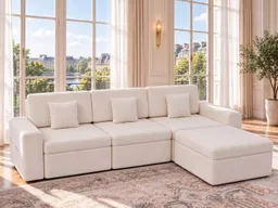 HOMAVO Ecksofa Schlafsofa, Couch L-Form, keine Montage erforderlich, inkl. Zierkissen, FSC® modulares Sofa, optionale Schlaffunktion & flexible Ottomane, Größe modular anpassbar, Stauraum je Sitz & edles Chenille für Komfort – Produktbild 1 von 1