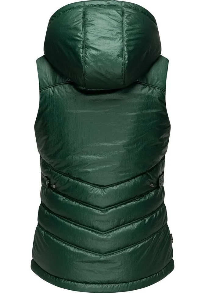 ragwear ragwear Steppweste Hesty Bling Wasserdichte Outdoor-Weste mit abnehmbarer Kapuze, Grün, – Produktbild 3 von 5