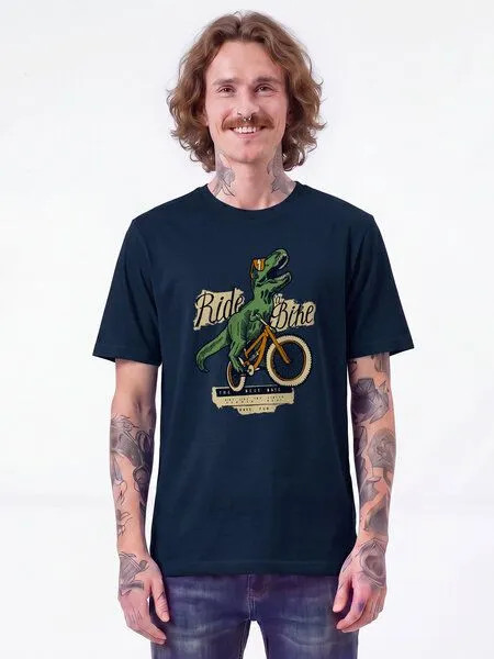 watapparel watapparel T-Shirt Unisex T-Rex Fahrrad, French navy, – Produktbild 2 von 2
