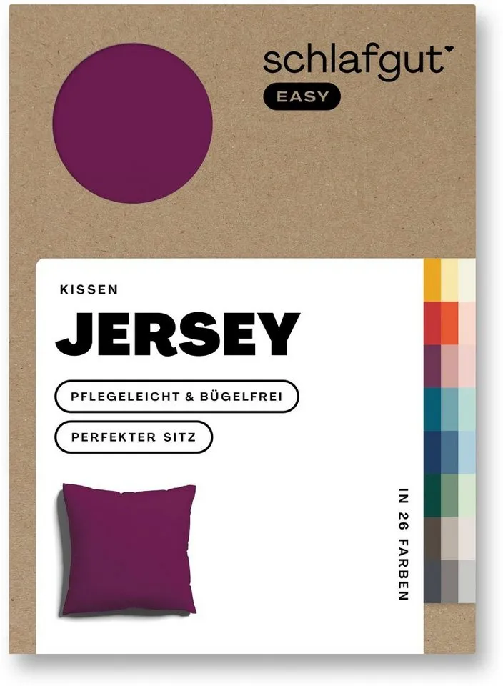 Schlafgut Schlafgut Kissenbezug EASY JERSEY Kissenhülle 100% Baumwolle, weicher Edel-Jersey, bügelfrei, (1 Stück), mit farblich angepasstem Reißverschluss, pflegeleicht, formstabil, Lila, – Produktbild 3 von 5