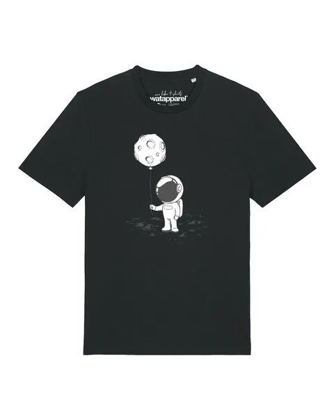 watapparel watapparel T-Shirt Unisex Kleiner Astronaut mit Luftballon, Black, – Produktbild 1 von 2