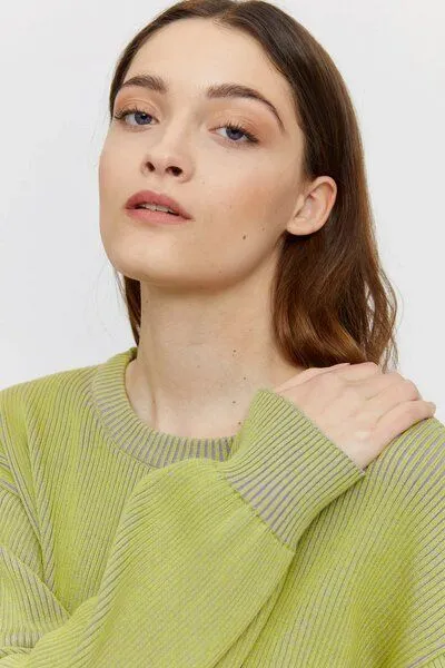 Mazine Mazine Valli Baumwollstrickpullover, Grün-lila, – Produktbild 3 von 4