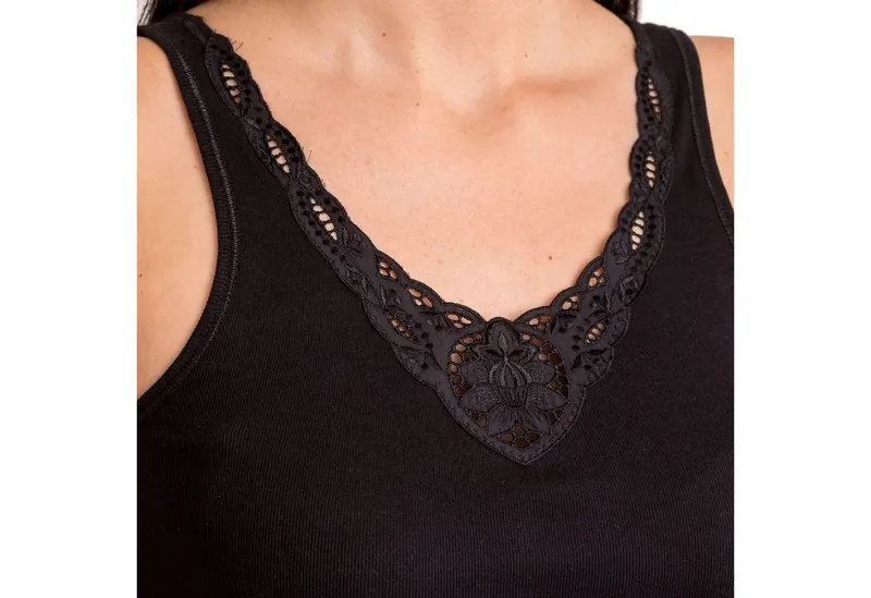 HERMKO Achseltop 1440 (Pack, 3er) mit Spitze, 100 % Bio-Baumwolle, Tank Top, Feinripp, Weiß, – Produktbild 4 von 4