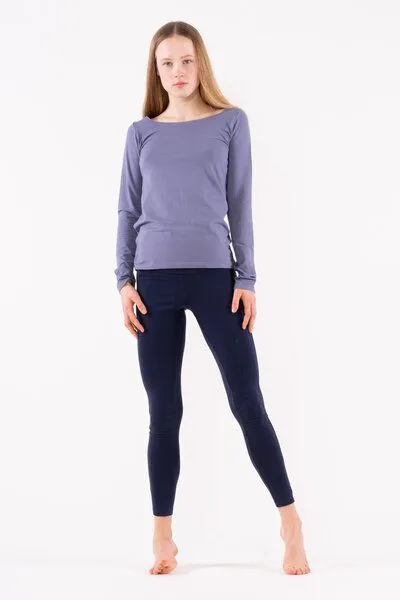 YOIQI YOIQI Langarmshirt mit weitem Halsausschnitt in hellblau – Produktbild 1 von 3
