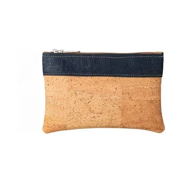 Kork-Deko Kork-Deko Kleine Kork-Tasche / kleine Clutch / Etui / großes Portemonnaie, beige blau – Produktbild 4 von 4