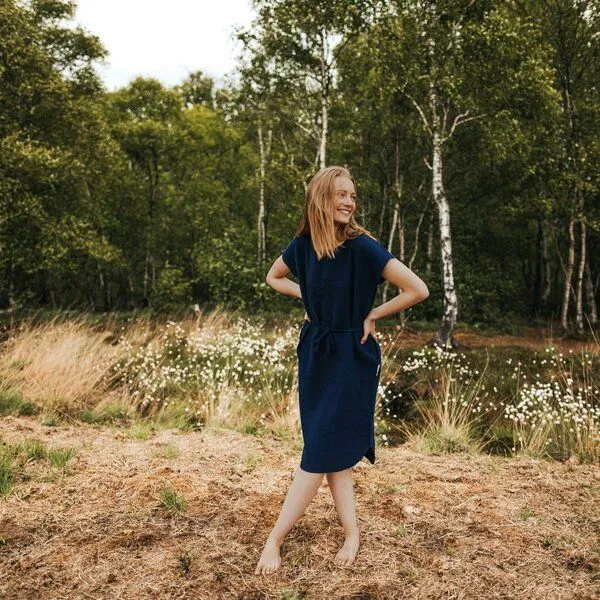 NORDLICHT NORDLICHT Damen Musselin Kleid aus 100% Bio-Baumwolle ELIN, Blau, – Produktbild 4 von 4