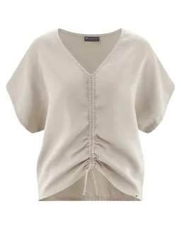 HempAge Hempage Damen vegan Bluse Mit Raffungen Summer Thistle Beige – Produktbild 1 von 1