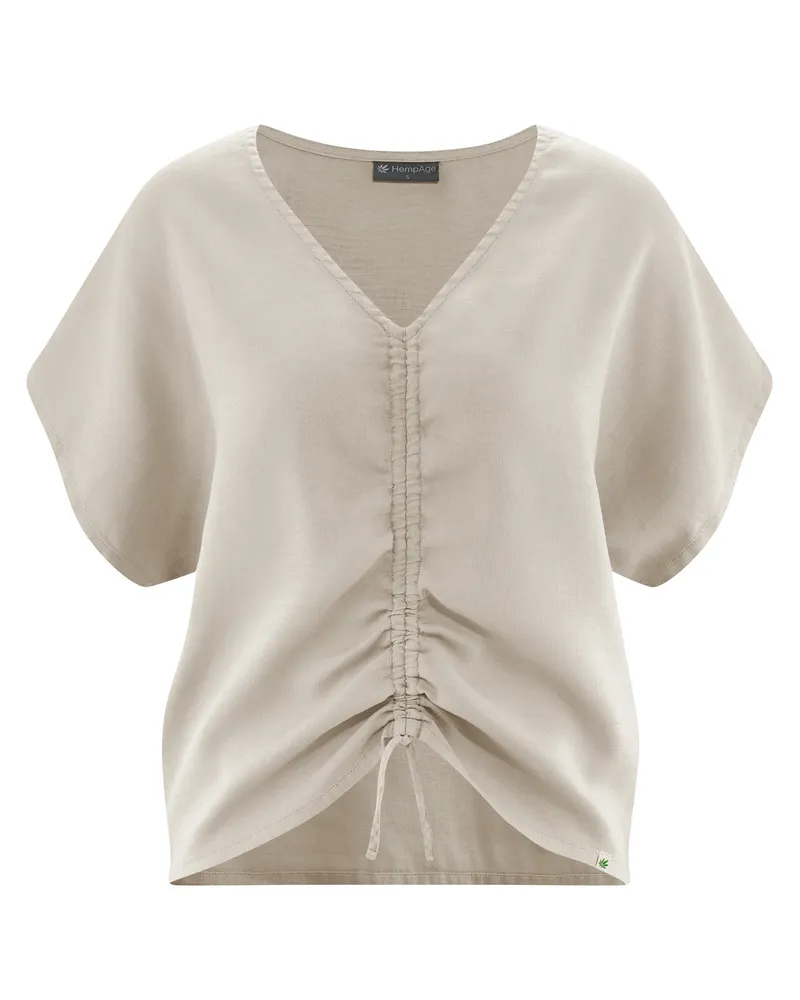 HempAge Hempage Damen vegan Bluse Mit Raffungen Summer Thistle Beige, Beige, – Produktbild 1 von 2