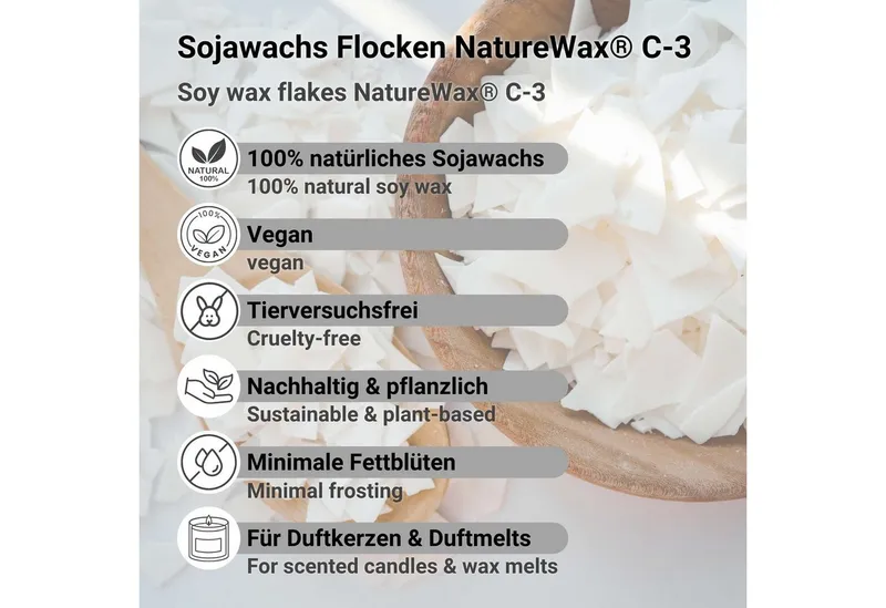 DistrEbution Bastelnaturmaterial Sojawachs C-3 Flocken Naturwachs Kerzenwachs 10 kg, Zur Herstellung von Kerzen in Behältern – Produktbild 1 von 5
