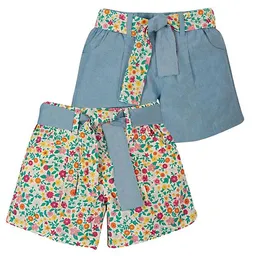Frugi Frugi 2-in-1 WendeShorts Rhea denim/Blumen – Produktbild 1 von 1