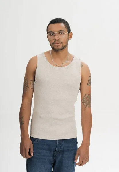 MELA MELA Ripp Tanktop Style OSHIN aus 100% Bio-Baumwolle, Kiesel melange, – Produktbild 1 von 4