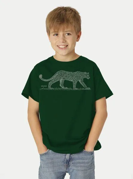 Peaces.bio - handbedruckte Biomode Peaces.bio - handbedruckte Biomode Bio-Kinder T-Shirt Leopard, Flaschengrün, – Produktbild 2 von 2