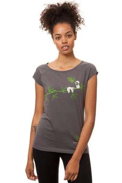 FellHerz FellHerz Damen T-Shirt Faultier Bio Fair, Castlerock (grau), – Produktbild 3 von 4