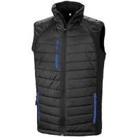 Result Genuine Recycled Result Genuine Recycled Reduzierte Herren Weste Steppweste Atmungsaktiv Wasserabweisend Bodywarmer bis Größe 4XL Wattiert Padded Übergangsweste, Schwarz/royal, – Produktbild 1 von 1
