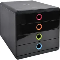 Exacompta Exacompta Schubladenbox Pop-Box "Black Office" DIN A4+, 4 Schubladen, schwarz/harlekin – Produktbild 2 von 2