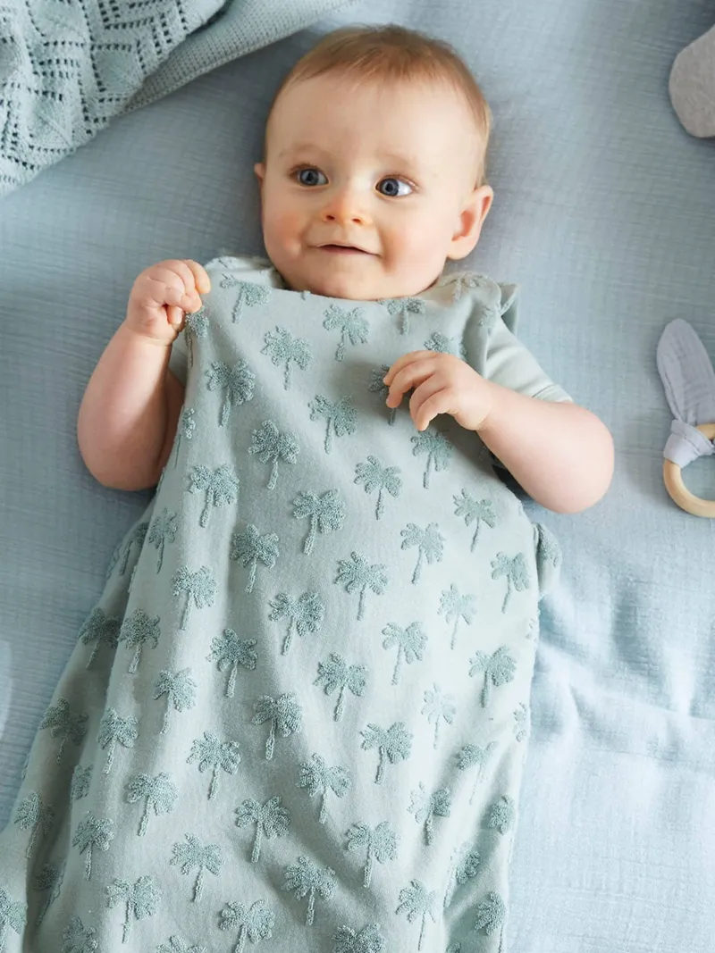 Vertbaudet Baby Sommerschlafsack aus Ftee ärmellos TOG 1, Grün, – Produktbild 1 von 3