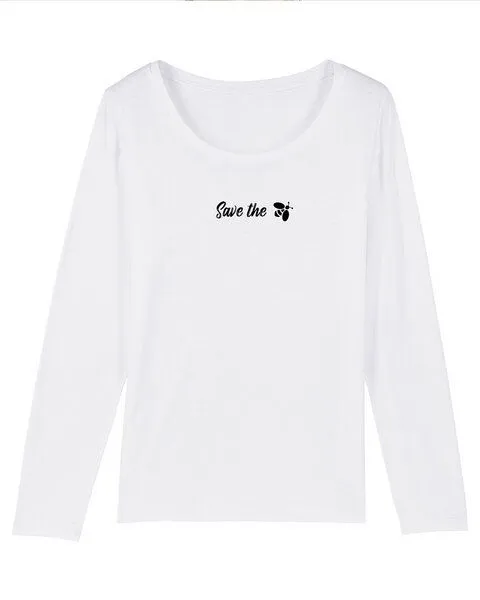 Human Family Human Family Bio Damen Longsleeve Shirt - Joker "Save the Bees" in 3 Farben, Weiss, – Produktbild 1 von 3