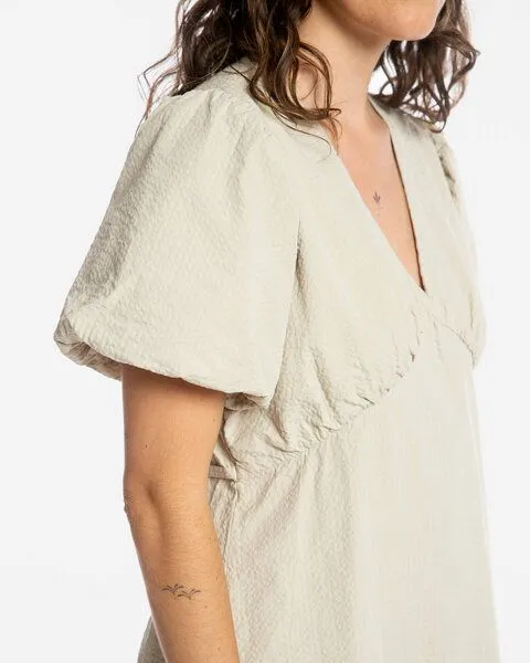 MATONA Matona Midikleid | V-Neck Dress | aus Bio-Baumwolle | GOTS-zertifiziert, Sand, – Produktbild 3 von 4