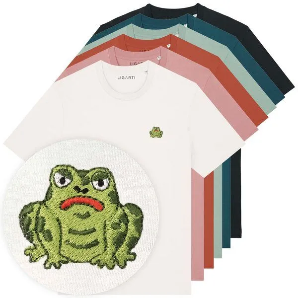 LIGARTI Besticktes T-Shirt – Gretel die Kröte – LIGARTI Tiermanufaktur, Cremeweiss, – Produktbild 2 von 4