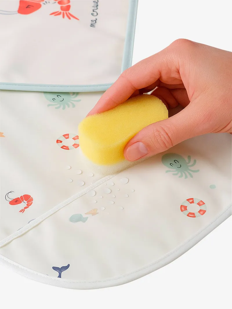 Vertbaudet 2er-Set Lätzchen Baby, Weiß bedruckt, – Produktbild 4 von 4