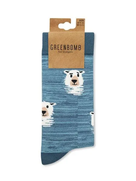 GreenBomb GREENBOMB Icebear Hunt 2 Socks - Lässige Socken aus Bio-Baumwoll Mix / hochwertiger Print / Fair & Vegan, Weiß (mix), – Produktbild 2 von 2
