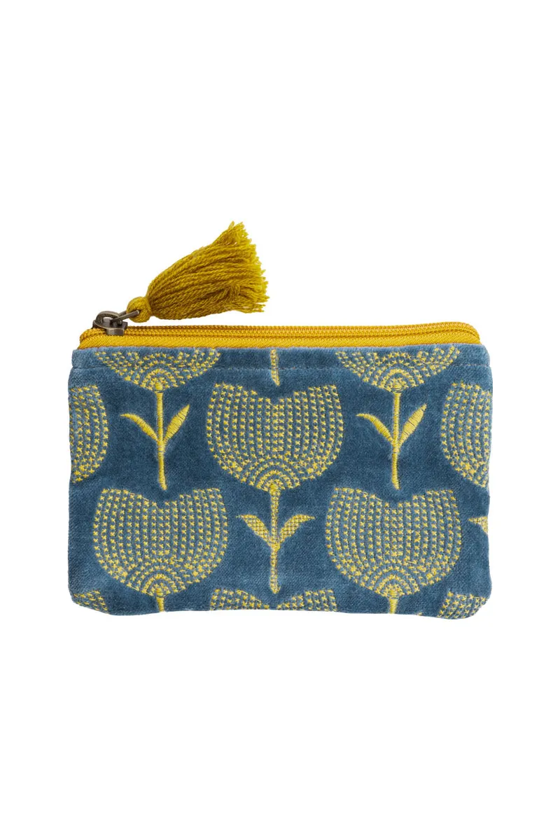 Tranquillo Samttäschchen MAGIC TULIP (Bio-Baumwolle) - blau – Produktbild 1 von 2