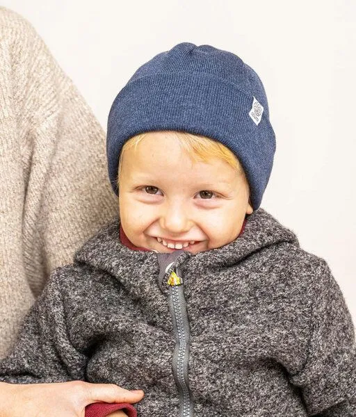 obumi obumi Beanie Feinstrick aus Bio Baumwolle, Blue melange, – Produktbild 4 von 7