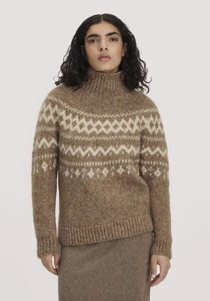 hessnatur hessnatur Rollkragenpullover Relaxed aus Alpaka und Bio-Baumwolle, Naturcamelbraun, – Produktbild 1 von 4