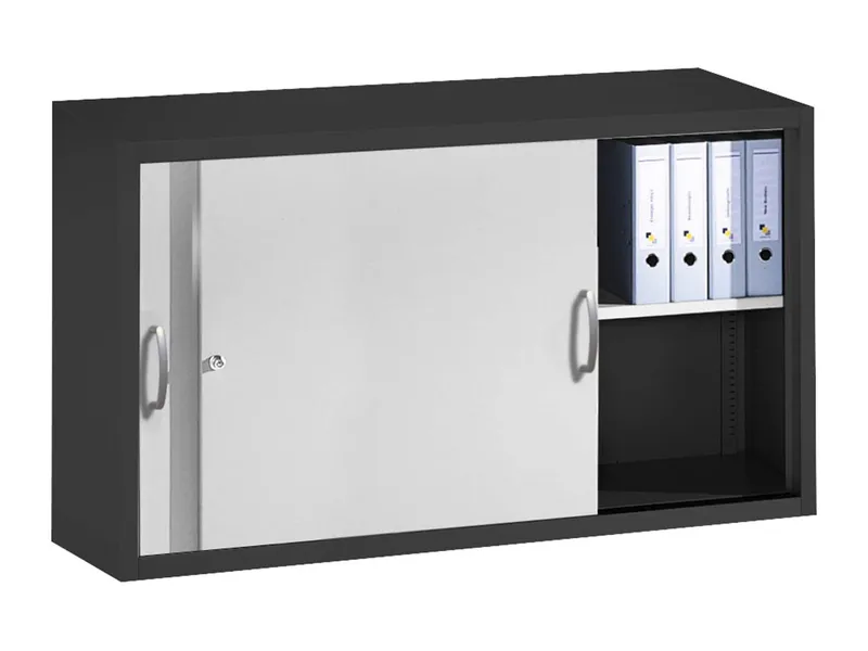 C+P C+P Aufsatzschrank Schiebetürenschränke aus Stahl 160 cm breit anthrazit/alusilber T 50 H 79 – Produktbild 1 von 1