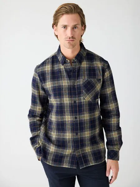 KnowledgeCotton Apparel KnowledgeCotton Apparel Klassisches Flanellhemd DUNE mit Karomuster aus Bio-Baumwolle, Blau-blue-check, – Produktbild 1 von 4