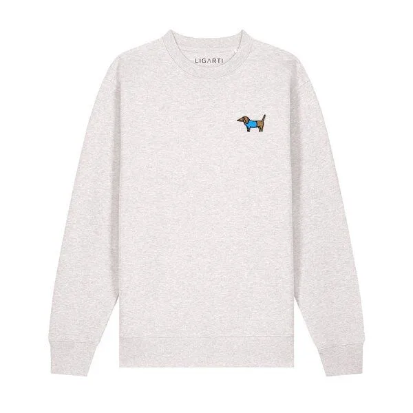 LIGARTI Bestickter Pullover – Steffen der Dackel – LIGARTI Tiermanufaktur, Hellgrau, – Produktbild 1 von 3