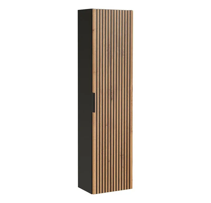 Lomadox Hochschrank XANTEN-56 anthrazit, Wotan Eiche Nb., schwarze Rillen, Softclose, Braun|grau, – Produktbild 5 von 5