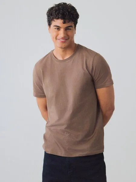 Honest Basics Honest Basics Herren Basic T-Shirt aus Bio- und recycelter Baumwolle, Teak, – Produktbild 4 von 4