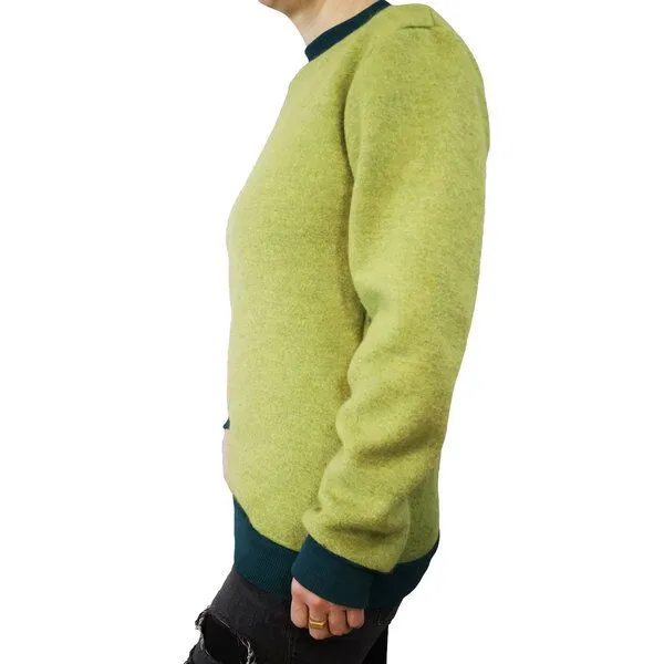 liebewicht liebewicht Pullover aus Bio Wolle Wollwalk unisex, Mossgrün/grün, – Produktbild 2 von 4
