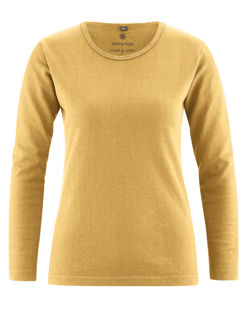 HempAge Hempage Damen vegan Langarmshirt Basic Dijon Gelb, Gelb, – Produktbild 1 von 2