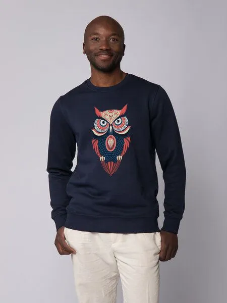 watapparel watapparel Sweatshirt Unisex Colorful Owl, French navy, – Produktbild 2 von 4
