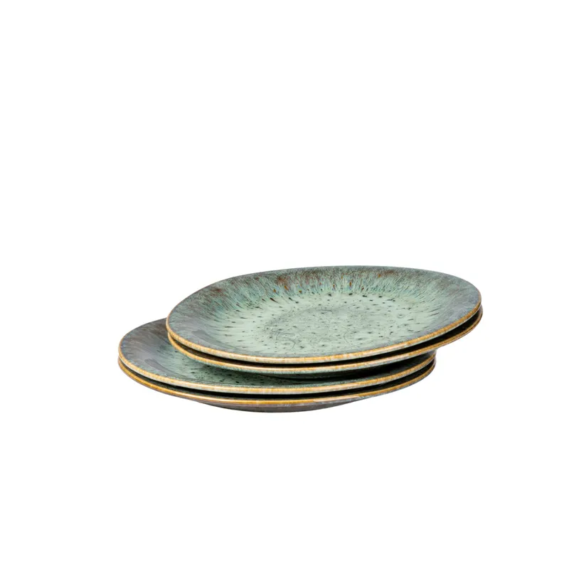 Gipfelstück Gipfelstück Flussufer Teller-Set, Steinzeug, Grün-blau-peach, – Produktbild 1 von 4