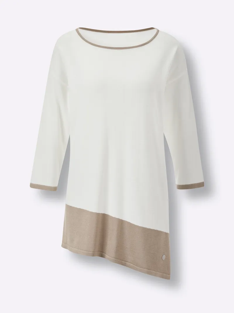 Longpullover, Ecru-beige, – Produktbild 1 von 2