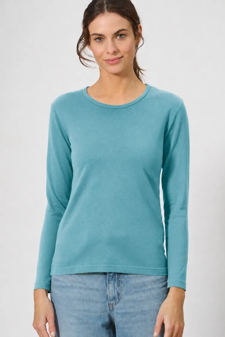 HempAge Hempage Damen vegan Langarmshirt Basic Shelf Blau, Blau, – Produktbild 2 von 2