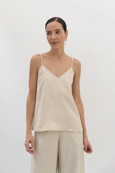 The Slow Label The Slow Label Cami Top aus TENCEL mit verstellbaren Trägern, Beige, – Produktbild 1 von 1