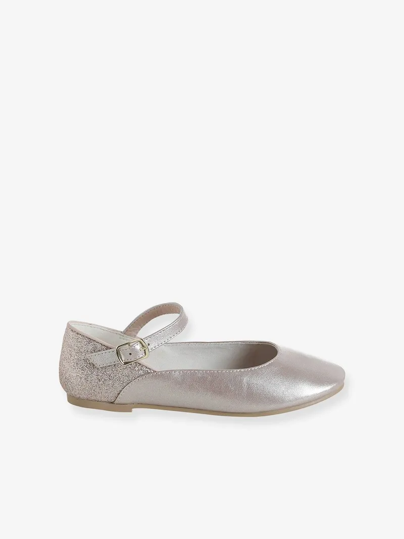 Vertbaudet Mädchen Ballerinas mit Glitzer, Gold, – Produktbild 2 von 4