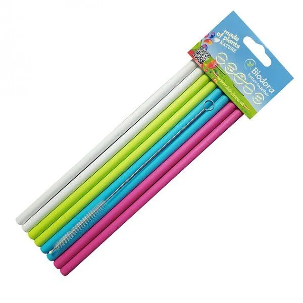 Biodora Biodora Bio-Trinkhalme (8er-Set) inkl. Reinigungsbürste – Wiederverwendbar – Biokunststoff auf Stärkebasis – Made in EU – Produktbild 3 von 4
