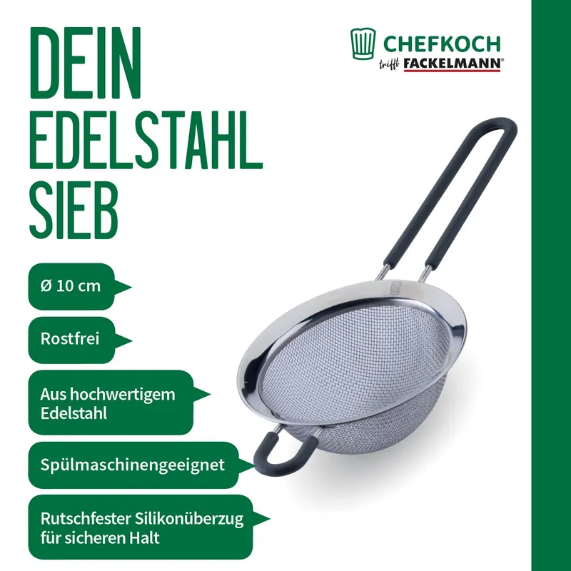 Chefkoch trifft Fackelmann Chefkoch trifft Fackelmann Sieb Ø10cm, rutschfester Griff – Produktbild 3 von 3