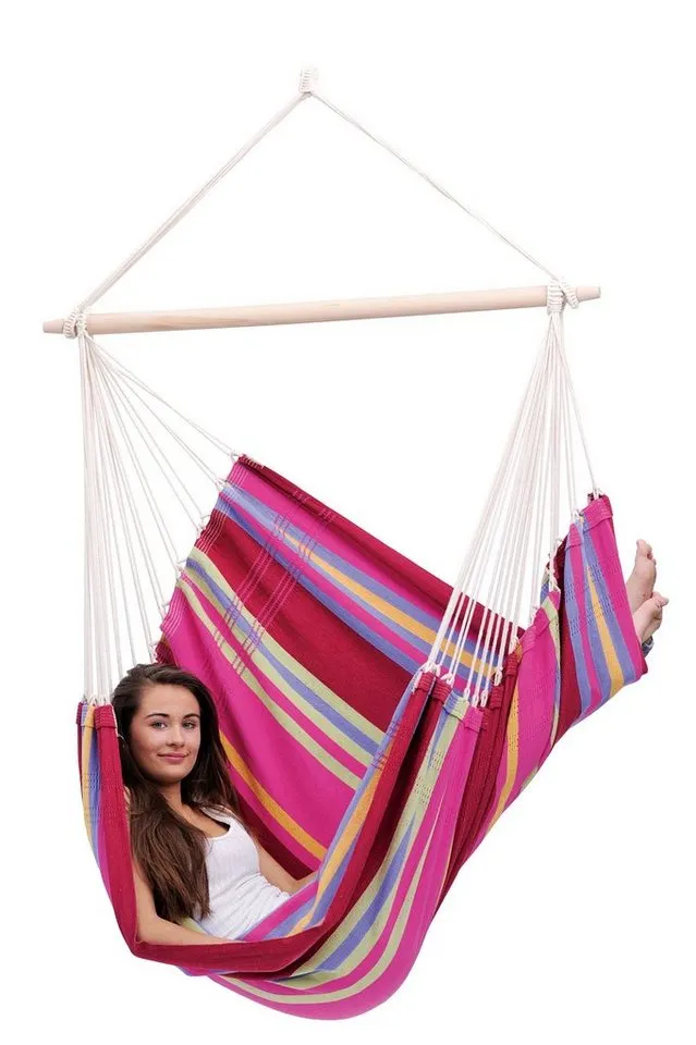 amazonas amazonas Hängesessel Brasil KingSize Hängestuhl (Belastbarkeit 150 kg, Handgefertigt, aus recycelten Materialien), Große Sitzfläche, Lila, – Produktbild 2 von 5