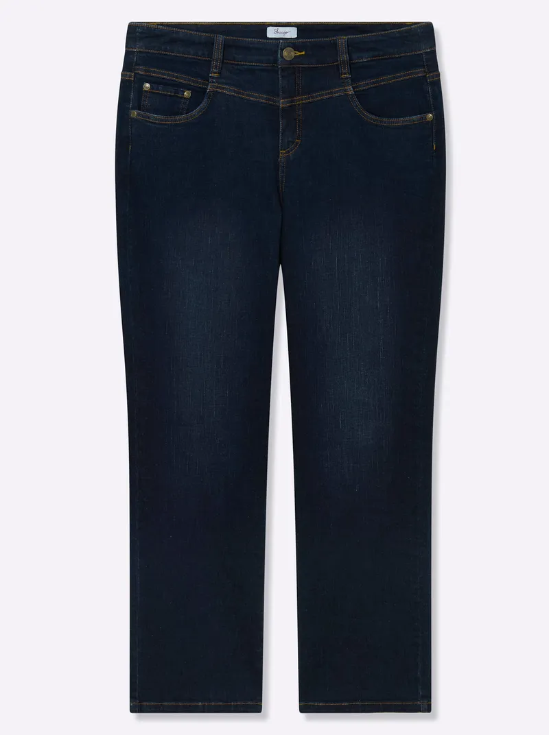sheego 5-Pocket-Jeans dark blue, Dark blue, – Produktbild 1 von 2